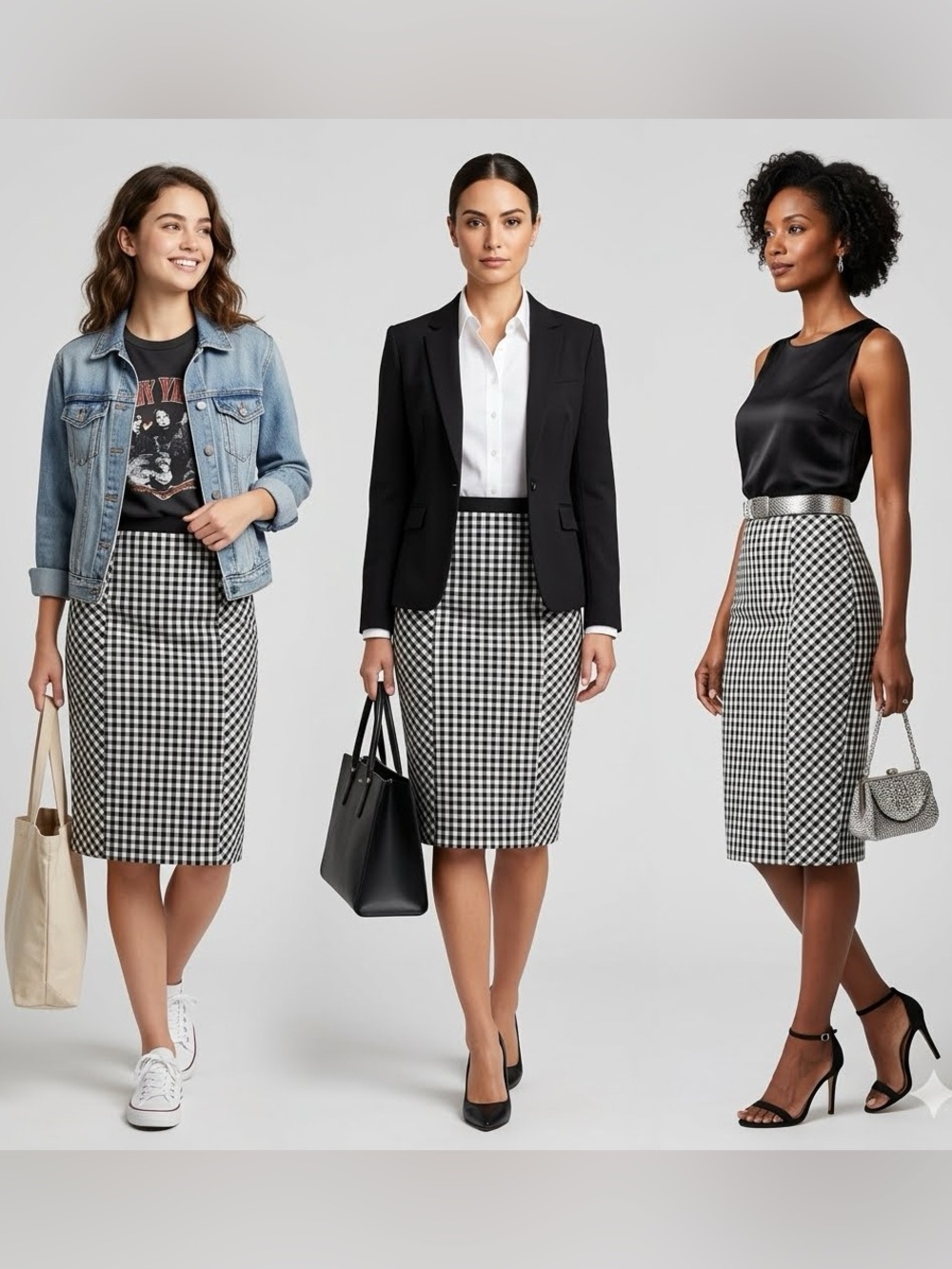 New York & Company Black and White Gingham Pencil Skirt NWT Size 10